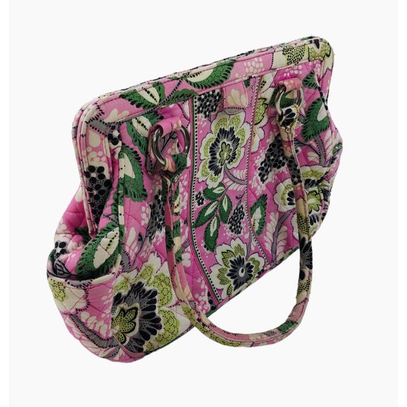 Vera Bradley Retired Priscilla Pink Flower Clamshell Shoulder Purse Handbag - Picture 4 of 10